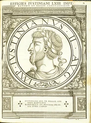 Iustinianus II, illustration de Imperatorum romanorum omnium orientalium et occidentalium verissimae imagines ex antiquis numismatis